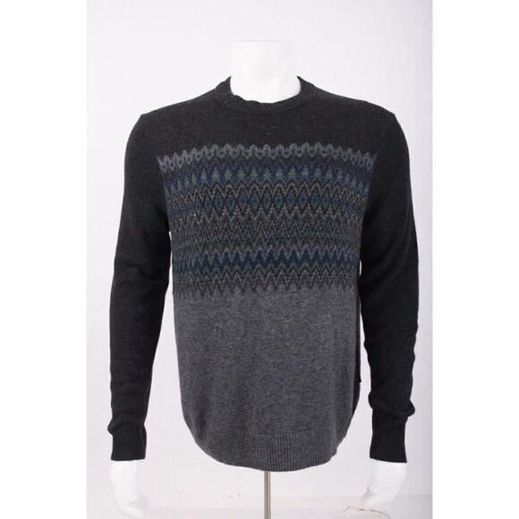 Vineyard Vines Mens Fair Isle Sweater Size L Charcoal Gray Wool Crewneck NWT - Picture 1 of 6